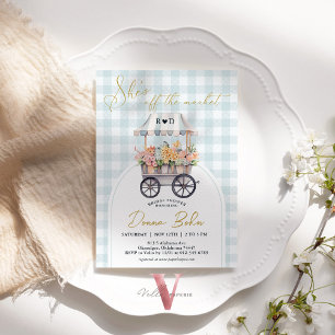 She's Off the Market Gingham Bridal Shower Invite