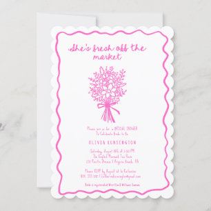 She's Off the Market Hand-Drawn Bridal Shower  Invitation