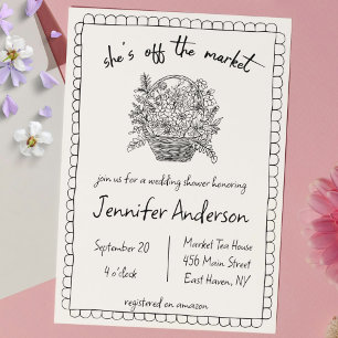 "She's off the Market" Hand Drawn Bridal Shower Invitation