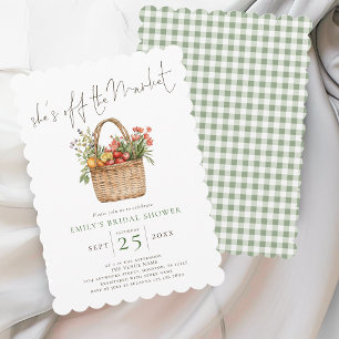 Shes Off the Market Sage Gingham Bridal Shower Invitation