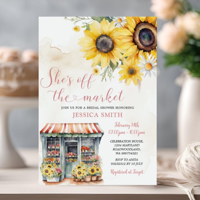 She's Off The Market Sunflowers Bridal Shower Invitation (Creator Uploaded)