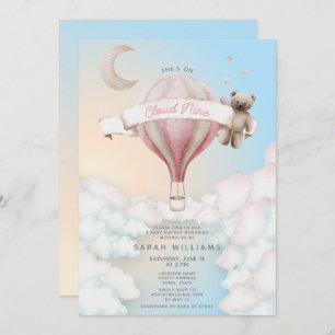 She's On Cloud 9 Baby Shower Invitation