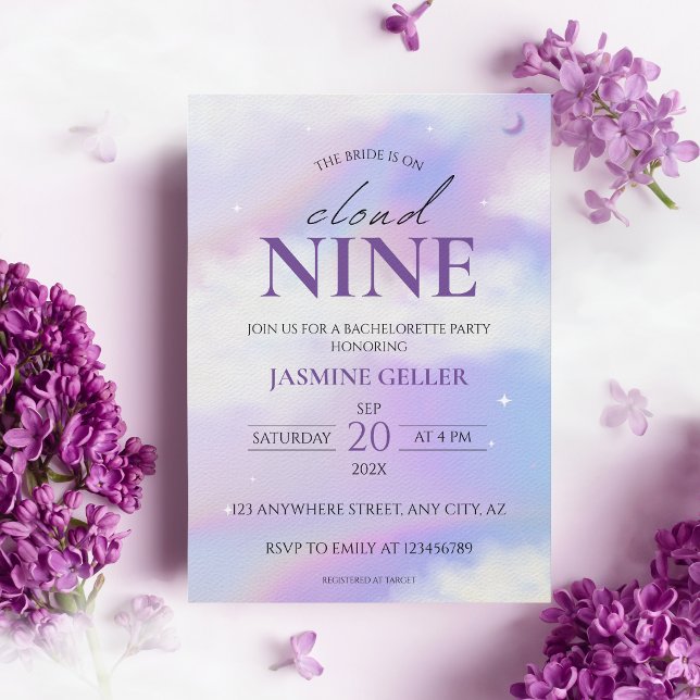 She's On cloud 9 Bachelorette Dreamy Pastel Sky Invitation (Creator Uploaded)