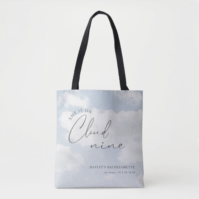 She's On Cloud 9 Bachelorette Party Favours Tote Bag (Front)