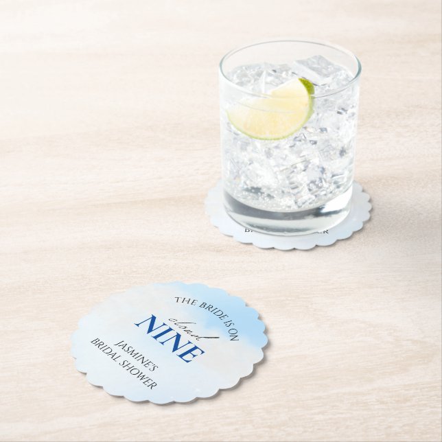 She's on cloud 9 Bridal Shower Decor Dreamy Pastel Paper Coaster (Insitu)