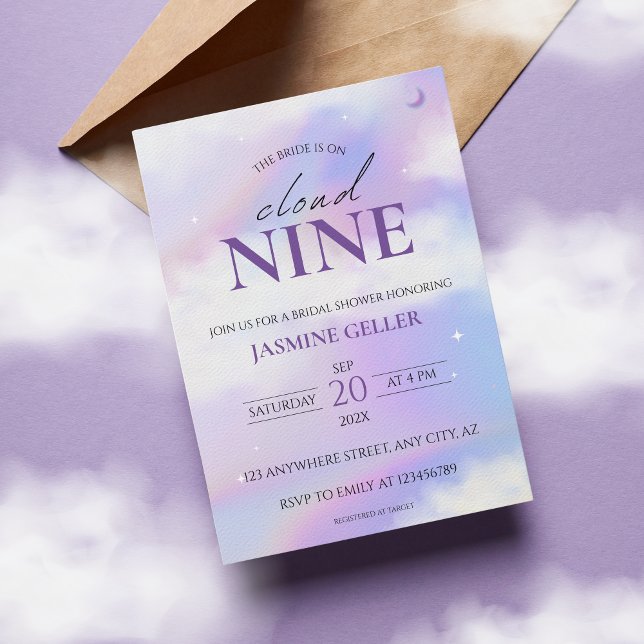 She's On cloud 9 Bridal Shower Dreamy Pastel Sky Invitation (Creator Uploaded)
