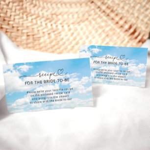 She's On Cloud 9 Bridal Shower Recipe Request Enclosure Card