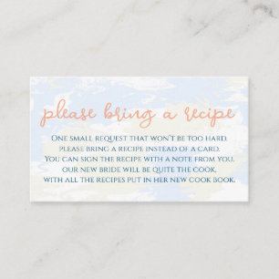 She's on Cloud 9 Bring a Recipe Bridal Shower Enclosure Card