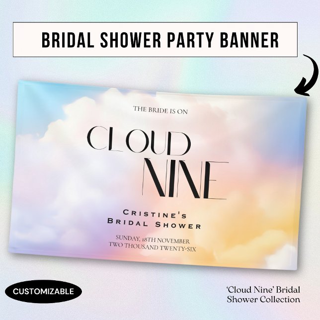 She's on cloud 9 Colourful Pastel Bridal Shower  Banner (Creator Uploaded)