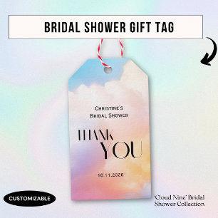 She's on cloud 9 Colourful Pastel Bridal Shower Gift Tags