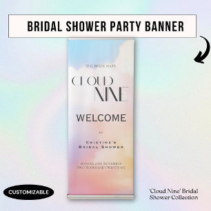 She's on cloud 9 Colourful Pastel Bridal Shower  Retractable Banner