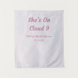 She's On Cloud 9 Dreamy Bridal Shower Backdrop Tapestry