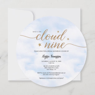 She's on Cloud 9 Dreamy Bridal Shower Clouds Invitation