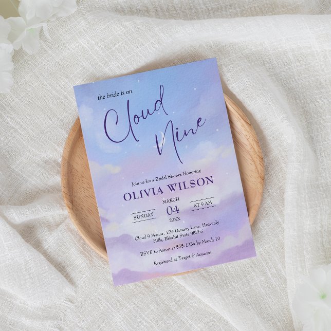 She's on Cloud 9 Dreamy Pastel Bridal Shower Invitation (Creator Uploaded)