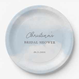 She's on Cloud 9 Dreamy Watercolor Bridal Shower Paper Plate