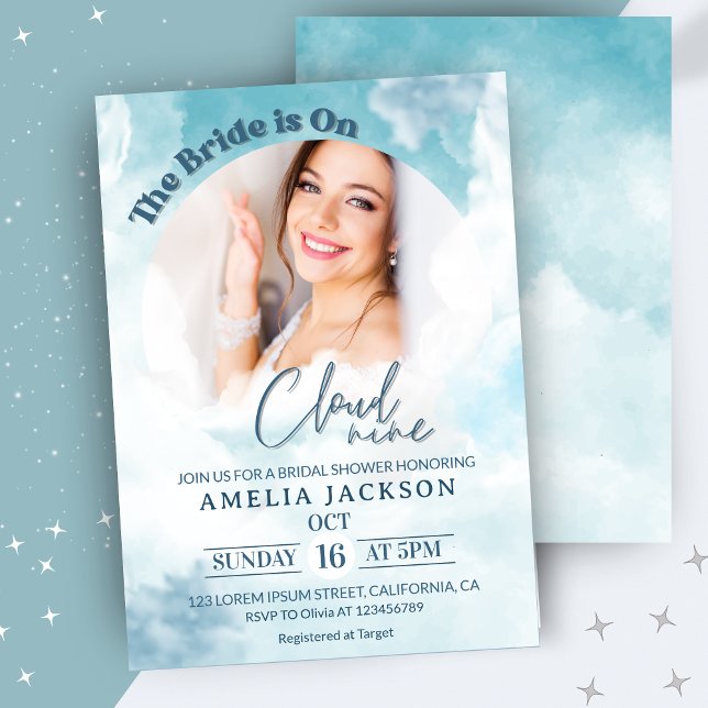 She's on cloud 9 Elegant Bridal Shower Dreamy Invitation (Creator Uploaded)