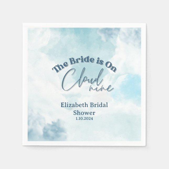 She's on cloud 9 Elegant Bridal Shower Dreamy Napkin (Front)