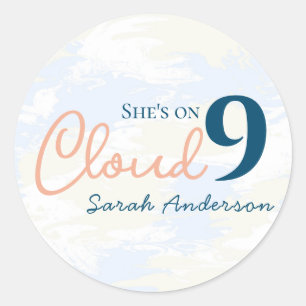 She's on Cloud 9 Minimalist Bridal Shower Classic Round Sticker
