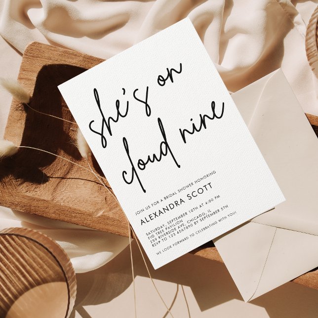 She's on Cloud 9 Minimalist Modern Bridal Shower Invitation (Creator Uploaded)