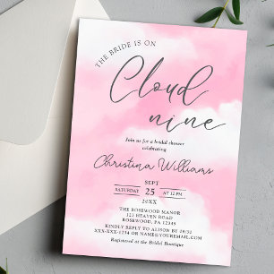 She's on Cloud 9 Pink Bridal Shower Invitation