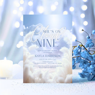 She's On Cloud Nine 9 Pampas Baby Shower Invitation