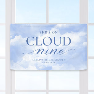 She's On Cloud Nine Blue Bridal Shower Banner