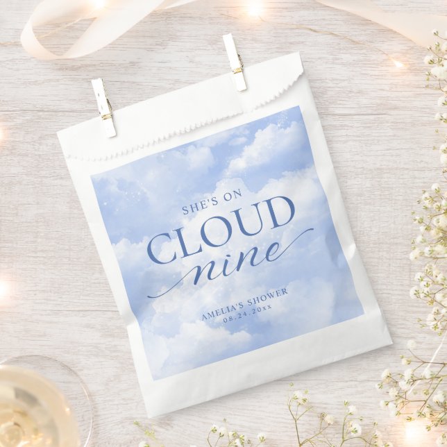 She's On Cloud Nine Blue  Bridal Shower Favour Bags (Clipped)