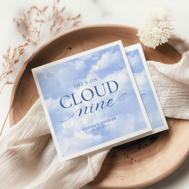She's On Cloud Nine Blue  Bridal Shower Napkin (Creator Uploaded)