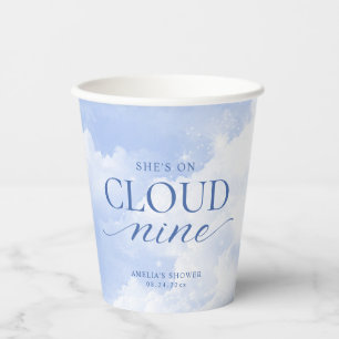 She's On Cloud Nine Blue  Bridal Shower Paper Cups