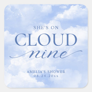She's On Cloud Nine Blue  Bridal Shower Square Sticker