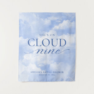 She's On Cloud Nine Blue  Bridal Shower Tapestry