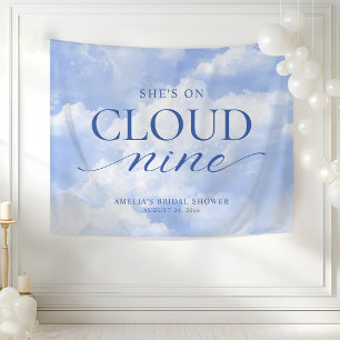 She's On Cloud Nine Blue  Bridal Shower Tapestry