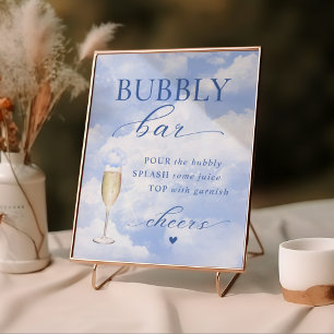 She's On Cloud Nine Blue Bubbly Bar Poster