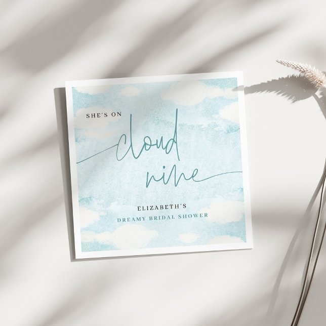 Shes on Cloud Nine Blue White Bridal Shower dreamy Napkin (Creator Uploaded)