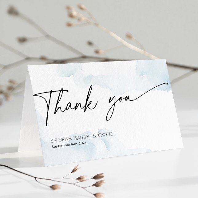 She's on Cloud Nine Bridal Shower Dusty Blue Thank You Card (Creator Uploaded)
