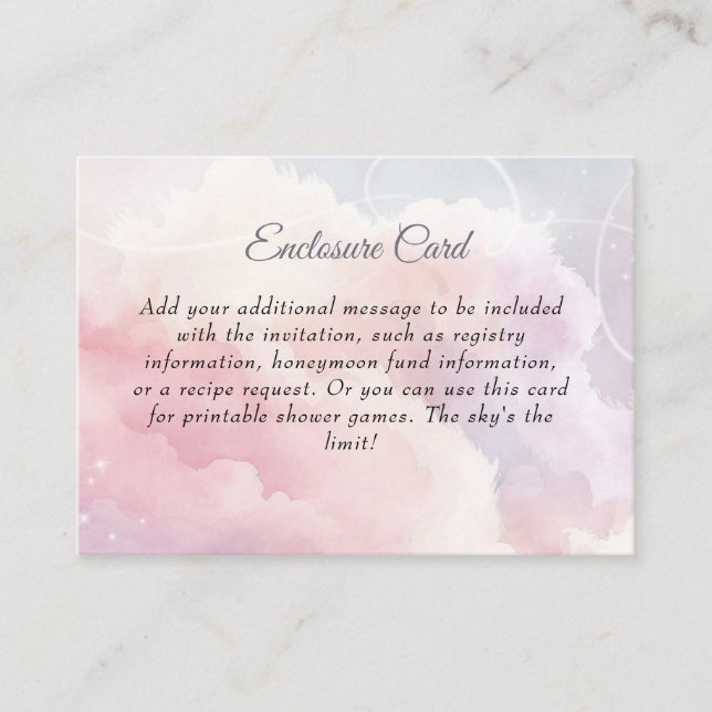 She's On Cloud Nine Bridal Shower Enclosure Card (Front)