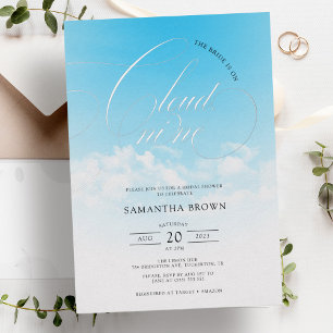 She's on Cloud Nine Bridal Shower Foil Invitation
