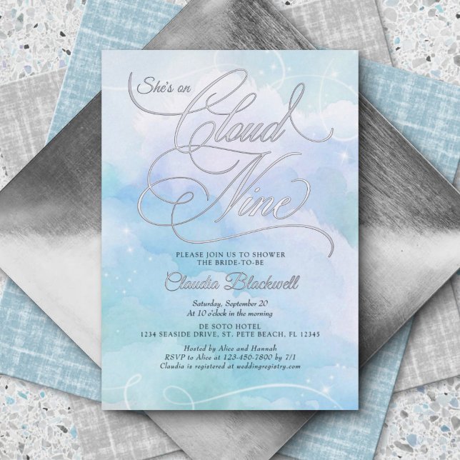 She's On Cloud Nine Bridal Shower Invitation (Creator Uploaded)