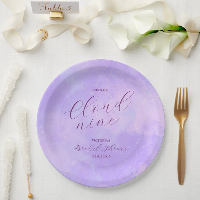 She's on Cloud Nine Bridal Shower  Paper Plate (Wedding)