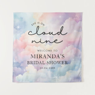 She's On Cloud Nine Bridal Shower Welcome Sign Tapestry