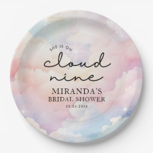 She's On Cloud Nine Dreamy Stars Bridal Shower Paper Plate