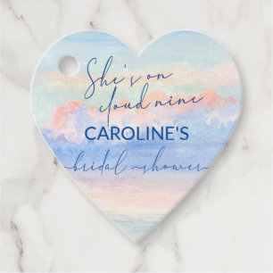 Shes On Cloud Nine Pastel Watercolor Bridal Shower Favour Tags