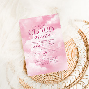 She's On Cloud Nine Pink Bridal Shower Invitation