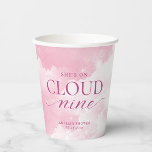 She's On Cloud Nine Pink Bridal Shower Paper Cups