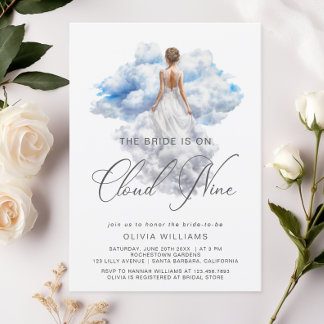 She's On Cloud Nine Watercolor Bridal Shower Invitation