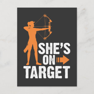 She's on Target - Archer Arrow Archery Women Girl Postcard