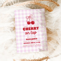 She's Our Cherry On Top Pink Gingham Birthday