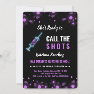 She's Ready to Call the Shots - Nursing Graduation Invitation