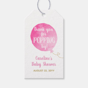 She's Ready to Pop Baby Boy Shower Pink Gift Tags
