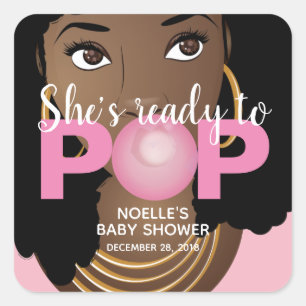 She's Ready to Pop Baby Girl Shower Stickers
